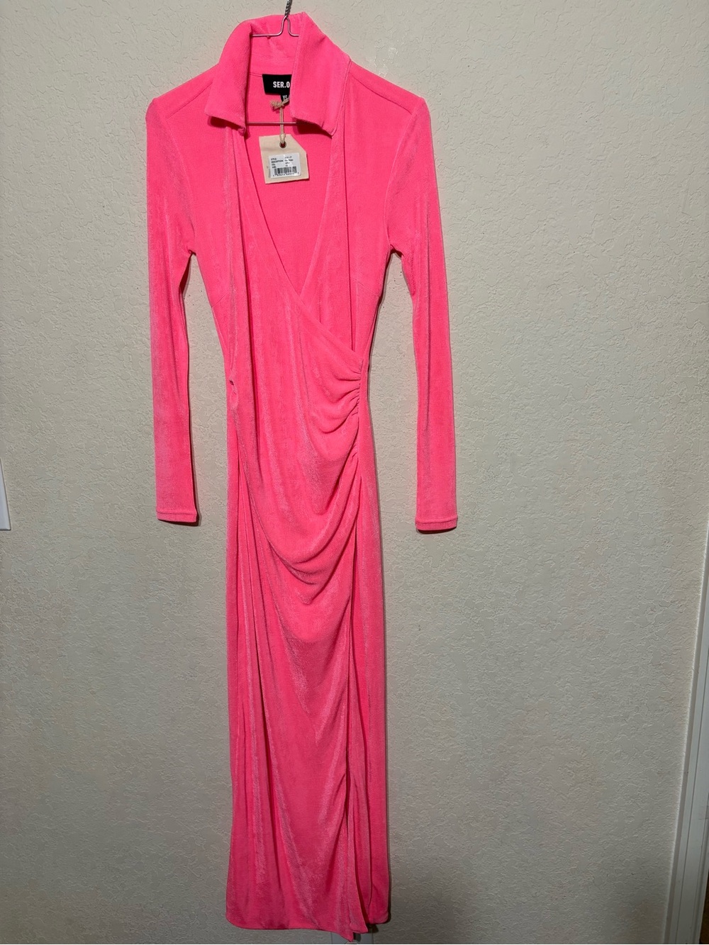 SER.O.YA Pink Maxi Wrap Dress with Drape Detail